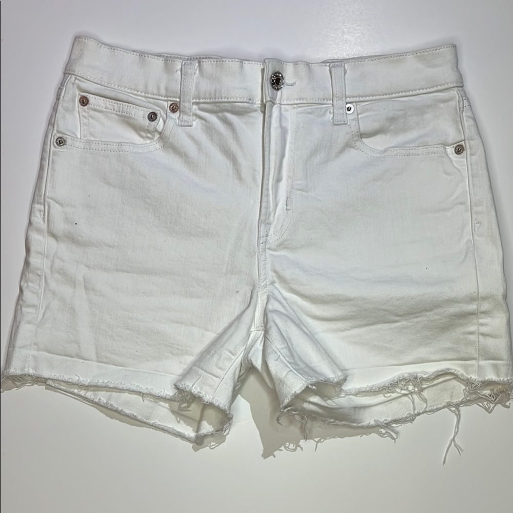 GAP White Jean Shorts Distressed Cut-Off Hem